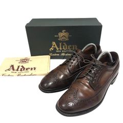 美品Aldenオールデン 639アルパインカーフロングウイングチップ茶8EE