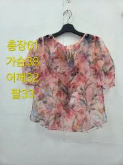 サービス品 C322着物リメイク 辻が花柄2way袖ブラウス☆リボン 
