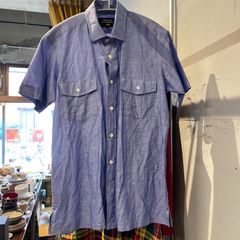 【東あずま店 併売品】 高島屋 TAKASHIMAYA タカシマヤ 半袖 shirt メンズ men's シャツ 無地 ブルー 青 藍色 ネイビー 紺色 BLUE NAVY Mサイズのサムネイル