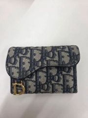 美品✨Dior トロッター サドル 三つ折り財布 ネイビー ゴールド金具