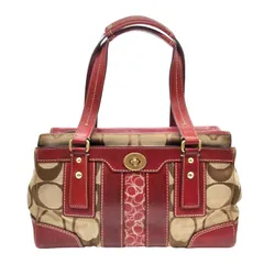 コーチ COACH  ハンプトンズ ストライプ ミディアム シグネチャー モノグラム キャンバス レザー コンビ トートバック レディース 表記無 のサムネイル