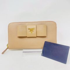 PRADA プラダ サフィアーノ フィオッコ ベージュ 長財布 リボン - メルカリ