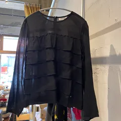 【東あずま店 併売品】　SONIA RYKIEL ソニアリケル　フリル　ブラウス　44　黒 ブラック BLACK クロ くろ　お呼ばれ　デート　オフィスカジュアル　食事会のサムネイル