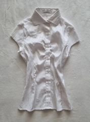 ロゴボタン✨Max Mara 白タグ 半袖 フリルブラウス 白 イタリア製 