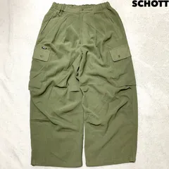 SCHOTT CHIFFON CARGO PANTS M-47 シフォンカーゴパンツ イージーパンツ フランス軍 ミリタリー ドローコード ワイド バギー Mサイズ オリーブ カーキグリーン 緑系 ショットのサムネイル