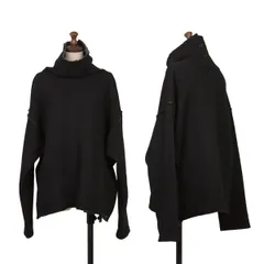 ワイズY's ウール混ボタンネックニット 黒グレー1のサムネイル