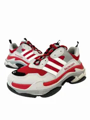 バレンシアガ BALENCIAGA ×adidas アディダス TRIPLE S トリプル S スニーカー 712821 27.5 灰 赤 グレー レッド ブランド古着ベクトル 中古 ☆AA★▲■260311のサムネイル