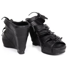 リックオウエンスRick Owens レザーノットデザインウェッジサンダル 黒24位