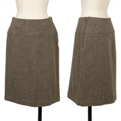 トリココムデギャルソンtricot COMME des GARCONSウールヘリンボーン台形スカート 茶Mのサムネイル