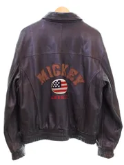 ディズニー Disney 90's Mickey Leather Jacket レザー ジャケット ミッキー 刺繍 星条旗 90年代 ジャケット ブラウン Sサイズ 103MT-4947のサムネイル