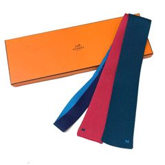 極美品 HERMES 4way リバーシブルニットタイ キャトルタン Hロゴ