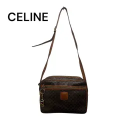 【美品】CELINE セリーヌ マカダム トリオンフ レザー ショルダーバッグ カメラバッグ ブラウンのサムネイル