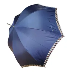 Aquascutum アクアスキュータム ロゴ 刺繍 クラブチェック柄 ジャンプ傘 雨傘 長傘 傘 カサ ネイビー F-04のサムネイル