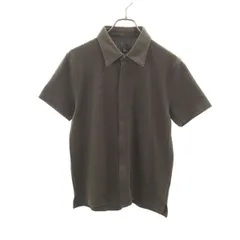 CK CALVIN KLEIN シーケーカルバンクライン 日本製 ストライプ柄 半袖 フルジップ シャツ M ブラウン メンズ 古着のサムネイル