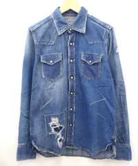 ★8627☆TMT ティーエムティー L/SL CRAZY CRUSH DENIM SHIRT クレイジー クラッシュ デニムウエスタンシャツ TSH-F1404　Mのサムネイル