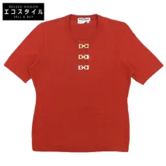 Salvatore Ferragamo　サルヴァトーレフェラガモ　コットン100 ガンチーニ金具 半袖プルオーバーニット トップス レディース レッド M　Mのサムネイル