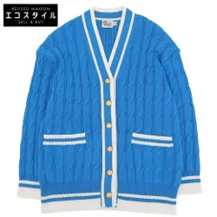 TRADITIONAL WEATHERWEAR　トラディショナルウェザーウェア　ニットカーディガン トップス レディース ブルー×ホワイト S　Sのサムネイル