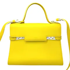 使用わずか DELVAUX デルヴォー タンペート MM 2way ハンドバッグ ショルダーバッグ イエロー トップハンドル ミディアム レザー 本革 自立 デルボー レディース ブランド ハイブランド ミラー付 5171のサムネイル
