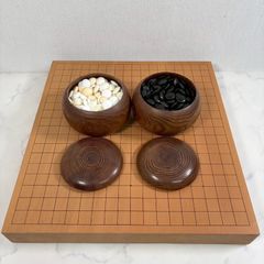 高級本格セット】30号 本蛤・那智黒碁石／新かや2寸一枚板碁盤／天然木