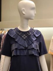 新品未使用 タグ付き ヘルノ ネイビー フリル付き半袖ブラウス Tシャツ