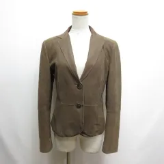 マックスマーラ ウィークエンドライン MAX MARA WEEKEND LINE 山羊革 ラムレザー テーラード ジャケット 40 茶 ブラウン 背抜き ゴートスキンのサムネイル
