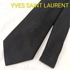 YSL-001】YSL イヴサンローラン ネクタイ 黒 無地 シルク メンズ