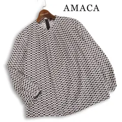 AMACA アマカ 通年★ 長袖 幾何学柄 総柄 プルオーバー ブラウス Sz.38 レディースのサムネイル