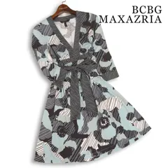 BCBG MAXAZRIA マックスアズリア 通年★ ジャージー ストレッチ 総柄 ひざ丈 ワンピース Sz.XS レディースのサムネイル