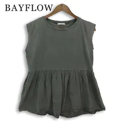 24SS★ BAYFLOW ベイフロー 春夏 ノースリーブ フリル 切替 ペプラム カットソー Sz.F レディースのサムネイル