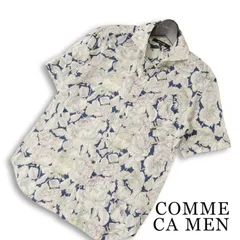 COMME CA MEN コムサ メン 春夏★ 麻100％ リネン 半袖 花柄 総柄 シャツ 日本製 Sz.M メンズのサムネイル