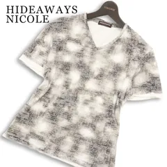 HIDEAWAYS NICOLE ハイダウェイ ニコル 半袖 Vネック 総柄 ムラ柄★ 二重仕立て カットソー Tシャツ Sz.46 メンズ グレーのサムネイル
