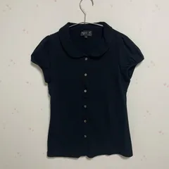 agnes b. PARIS アニエスベー 半袖シャツ ブラウス 丸襟 ブラック T1 日本製のサムネイル