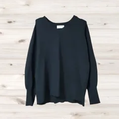 A1916 オペークドットクリップ OPAQUE.CLIP ニット セーター 長袖(M) 黒 無地 ウール Vネック ノーカラーのサムネイル