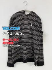 VOLCOM ボルコム パーカー US-XL ブラック コットン ボーダー柄 プルオーバー 長袖 ワンポイント レディースのサムネイル