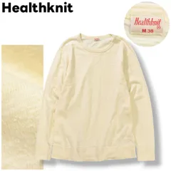 【美品】 ヘルスニット Healthknit マックスウェイト スラブ スウェット タイプ 長袖 Tシャツ ロンT クルーネック 前V ガゼット M 生成り ホワイト アメリカン カジュアル ウェア メンズのサムネイル