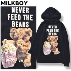 【定番】 ミルクボーイ MILKBOY テディベア アニマル プリント パーカー スウェット トレーナー 裏地 パイル ルーズ シルエット M ブラック ストリート カジュアル パンク 原宿系 メンズのサムネイル