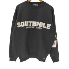 SOUTHPOLE ビッグロゴ 刺繍 ポロシャツ ゲームシャツ ハーフボタン 黒
