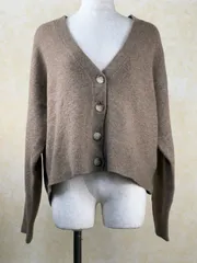 ユニクロ カシミヤ混 Vネックカーディガン L 茶 #263のサムネイル