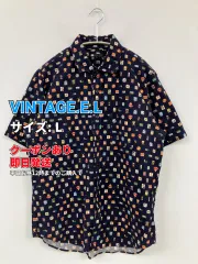VINTAGE.E.L シャツ/ブラウス L ネイビー コットン その他総柄 半袖 レギュラーカラー ミドル丈 メンズのサムネイル