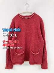 wool rich ウールリッチ ニット/セーター L レッド ウール・ニット 無地 ミドル丈 クルーネック(丸首) 長袖 レディースのサムネイル
