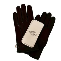 【希少】HERMES エルメス グローブ 手袋 アクセサリー 小物 レザー ブラウン ゴールド金具のサムネイル