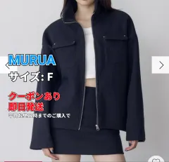 MURUA ムルーア ブルゾン F ネイビー 無地 ミドル丈 ジップアップ フードなし レディースのサムネイル