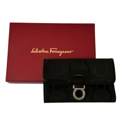 Salvatore Ferragamo フェラガモ ガンチーニ 6連 キーケース コンパクト キャンバス レザー ブラックのサムネイル