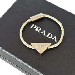 PRADA プラダ 1IB350 ブレスレット バングル アクセサリー ジュエリー 小物 トライアングルロゴ メタル ナッパレザー ホワイトのサムネイル