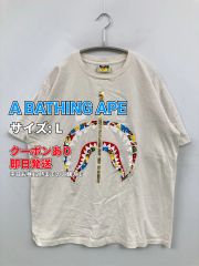 A BATHING APE アベイシングエイプ Tシャツ/カットソー L アイボリー 前面プリント ブランドロゴ ミドル丈 半袖 クルーネック(丸首) メンズ レディース