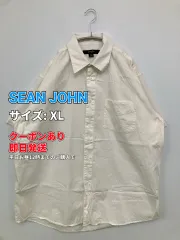 SEAN JOHN ショーンジョン シャツ/ブラウス XL アイボリー コットン 無地 ミドル丈 半袖 レギュラーカラー メンズのサムネイル