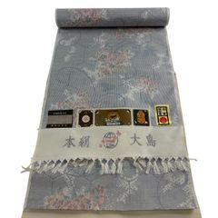 大島紬 都喜ヱ門 薄紫色 花柄 絹 着物反物 約12m 白大島 - メルカリ