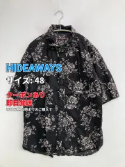 HIDEAWAYS ハイダウェイ シャツ/ブラウス 48 ブラック コットン 花柄・ボタニカル柄 その他総柄 ミドル丈 半袖 レギュラーカラー メンズのサムネイル