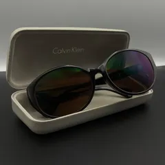 カルバンクライン Calvin Klein サングラス オーバル CK ロゴ フレーム ケース付き ブラウン 度入りレンズのサムネイル