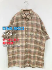 NINA RICCI ニナリッチ シャツ/ブラウス L ベージュ チェック柄 ロング丈 半袖 レギュラーカラー メンズのサムネイル